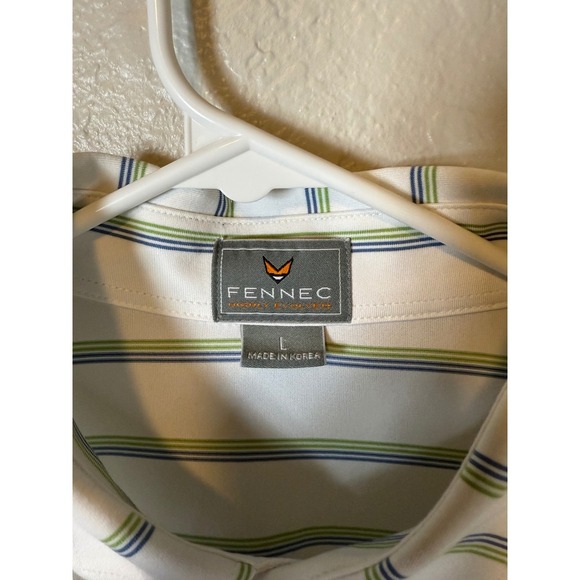 Fennec Mens Large Golf Polo Shirt Mountain Air Country Club Striped - Picture 3 of 4